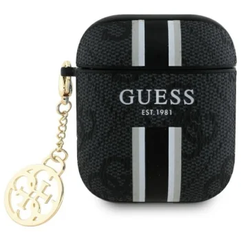 Guess AirPods 1 / 2 чехол 4G Printed Stripes Charm, черный