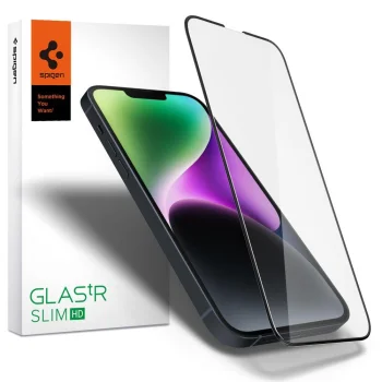 Защитное стекло Spigen Glass FC для iPhone 13 Pro Max / 14 Plus Черный