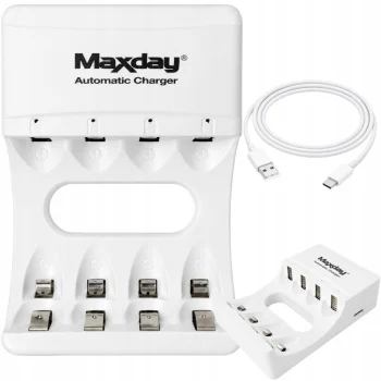 Зарядное устройство для аккумуляторов Maxday 704A2 AA/AAA, USB-C, 4 слота,...