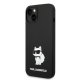 Karl Lagerfeld iPhone 14 Plus vāciņš Silicone Ikonik Choupette MagSafe Melns