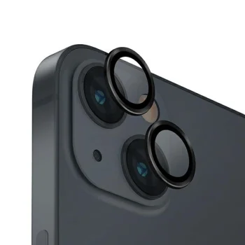 Uniq Optix Glass Alumīnija kameras objektīva aizsargs iPhone 14 / Plus objektīvam ar aplikatoru - melns | Aluminum...