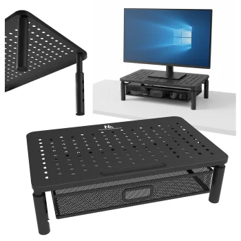 Maclean MC-947 monitora un portatīvā datora paliktnis ar atvilktni, 13-32", melns