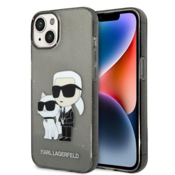 Karl Lagerfeld Glitter Karl&Choupette vāciņš iPhone 14 Plus - melns
