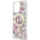 Guess iPhone 14 Pro vāciņš Flower MagSafe, caurspīdīgs
