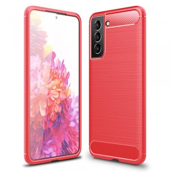 Samsung Galaxy S21 FE 5G (SM-G990B/DS) Carbon Flexible Cover TPU Case, Red | Telefona Maciņš Vāciņš Apvalks Bampers