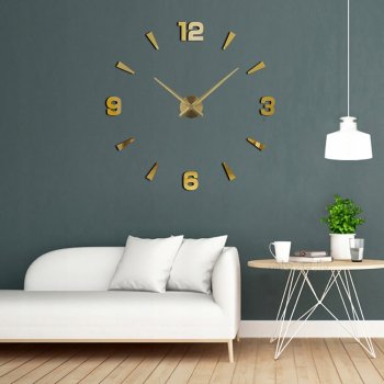 Stilīgs liels sienas pulkstenis konstruktors 80-120cm, Zelta krāsa | Wall Clock DIY