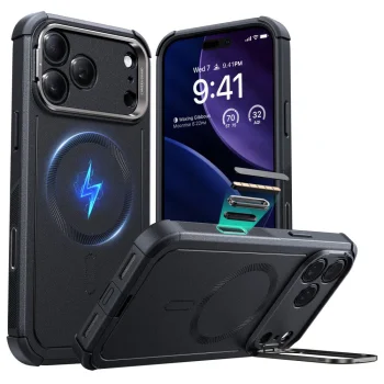 ESR Cyber Kickstand MagSafe vāciņš iPhone 17 Pro Max melns