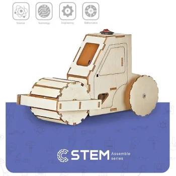 Деревянный конструктор Электрический дорожный каток, STEM игрушка