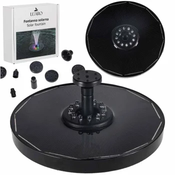 Solārā strūklaka LUARO dīķim peldošs sūknis ar RGB LED apgaismojumu 16cm