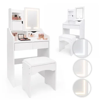 Modernhome kosmētikas galdiņš ar LED spoguli un ķeblīti