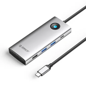 Orico PW11 8in1 USB-C dokstacija, HDMI 4K 60Hz, VGA, PD 100W, RJ45, sudraba