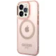 Guess iPhone 14 Pro Max vāciņš Gold Outline Translucent MagSafe Rozā