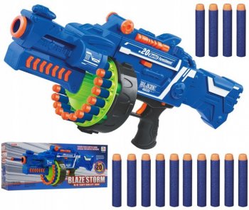 Bērnu Rotaļu Ierocis Ložmetējs Blasteris Pistole + 40 Lodes Šautriņas | Kids Toy Foam Blaster Weapon Gun + Bullets