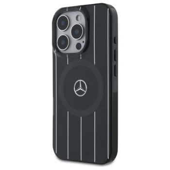 Чехол Mercedes для iPhone 16 Pro Double Layer Crossed Lines MagSafe, черный