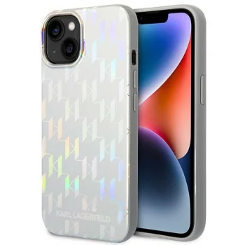 Karl Lagerfeld Monogram Iridescent vāciņš iPhone 14 Plus - Sudraba