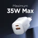 Сетевое зарядное устройство Spigen Essential EE352EU GaN USB-C / USB-A 35W, белое