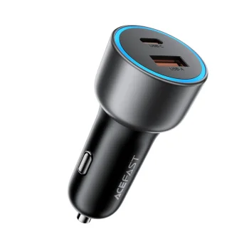Auto lādētājs Acefast B21 75W, USB-C + USB-A, melns