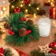 Decorative Glass Candle Set with Festive Wreath, 2 pcs