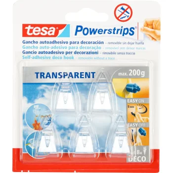 Tesa Powerstrips Deco pašlīmējošie āķīši 200 g, caurspīdīgi, 5 gab. (58900)