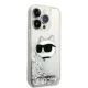 Karl Lagerfeld iPhone 14 Pro Max Case Liquid Glitter Choupette Silver