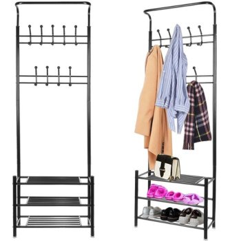 Ruhhy Freestanding Clothes Rack with Shoe Shelves