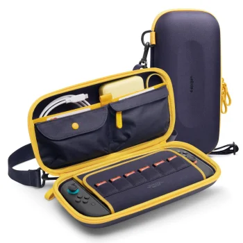 Aizsargsoma Spigen Nano Pop Pro Pouch Nintendo Switch 2 konsolei, zila/dzeltena