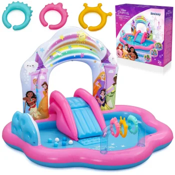 Надувной игровой центр Bestway Disney Princess с горкой 221x193x140см