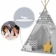 Telts Vigvams Spēļu Māja Bērniem ar Gaismas Virteni Nukido, Pelēka l Tepee Tent with Lights