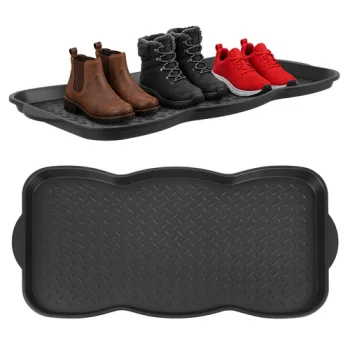 Shoe Drip Tray Mat Trizand 76 x 38 cm with Raised Rim, Black