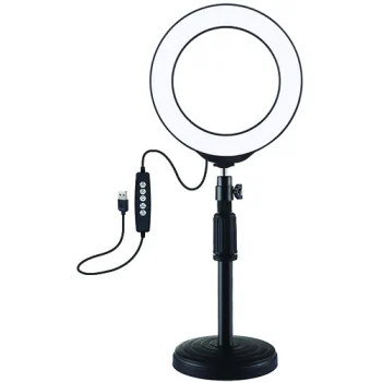 LED Ring Lamp 16cm with Desktop Mount Up to 33cm, USB, RGBW