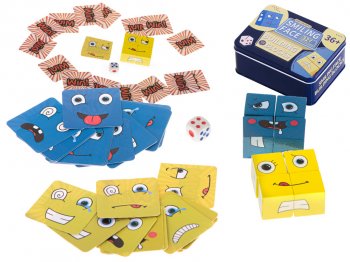 Attīstošā Bērnu Galda Spēle Konstruktors Koka Kluči Bloki Sejas Emocijas | Educational Kids Board Game...