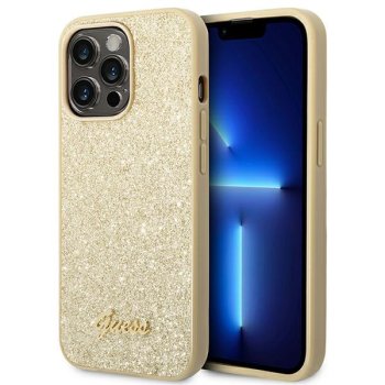 Guess Glitter Script vāciņš Apple iPhone 14 Pro zelta