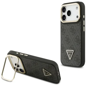 Чехол Guess 4G PU Triangle Logo & Stand Camera MagSafe для iPhone 17 Pro, черный