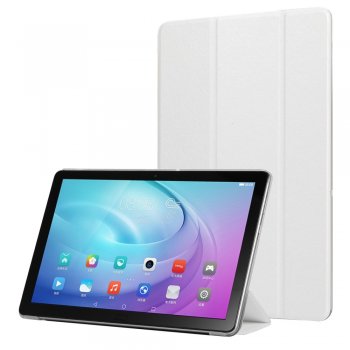 Samsung Galaxy Tab A7 10.4 (2020) (SM-T500/505) Silk Texture Tri-fold Stand Leather Cover Case, White | Vāks Apvalks...