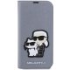 Apple iPhone 14 Pro Max 6.7\" Karl Lagerfeld Saffiano Karl&Choupette Bookcase Cover (KLBKP14XSANKCPG), Silver