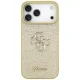 Чехол Guess для iPhone 17 Pro Max Fixed Glitter Big 4G, золотой
