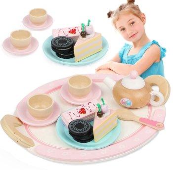 Koka rotaļu tējas komplekts, 12 priekšmeti | Kids Wooden Tea Set