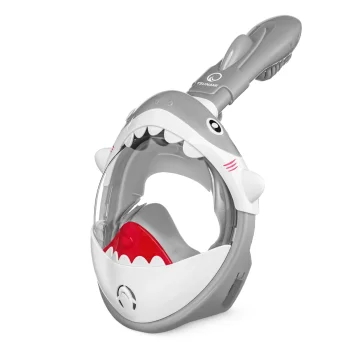 TSUNAMI Kids Full Face Snorkeling Mask Shark, Grey