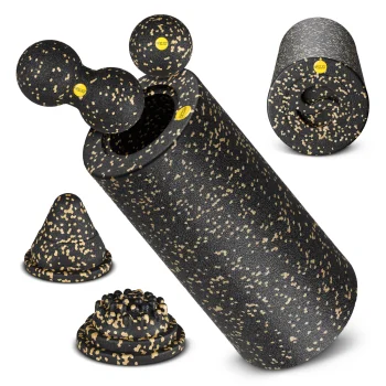 4FIZJO 5-Piece EPP Massage Roller and Ball Set, Black and Gold