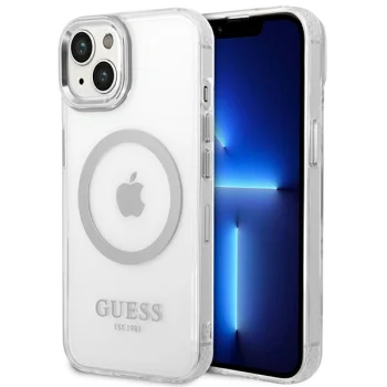 Чехол Guess Metal Outline MagSafe для iPhone 14 Plus - Серебристый