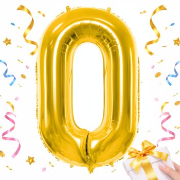 Folijas balons cipars 0 66cm dzimšanas dienas ballītei, zelta