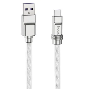 HOCO USB-A uz USB-C silikona kabelis, 100W, 6A, 1m, caurspīdīgs