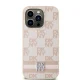 DKNY iPhone 14 Pro Case Checkered Mono Pattern & Printed Stripes, Pink
