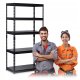 Folding Metal Rack Shelf for Home Office Warehouse, 183x90x45cm, Black