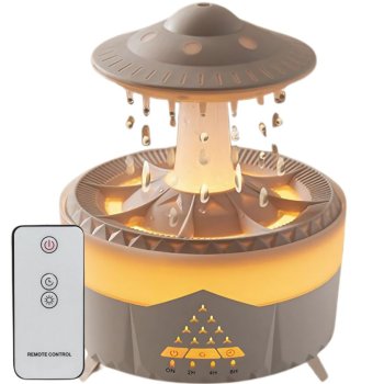 Gaisa mitrinātājs un aromāta difuzors UFO ar LED lampu un pulti, Balts
