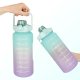 Motivational Water Bottle with Time Marker Reminder Tracker Leak-proof BPA Free, 2L, Purple