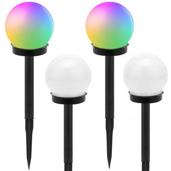 4x solar garden light RGB globe with spike, 10 cm