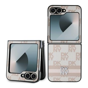 DKNY Checkered Pattern Printed Stripes Case for Samsung Galaxy Z Flip 6, Pink