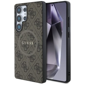 Guess Leather 4G Colored Ring MagSafe vāciņš Samsung Galaxy S25 Ultra, brūns