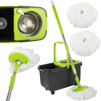 360° Rotating Mop with Bucket, Dispenser and 2 Microfiber Pads